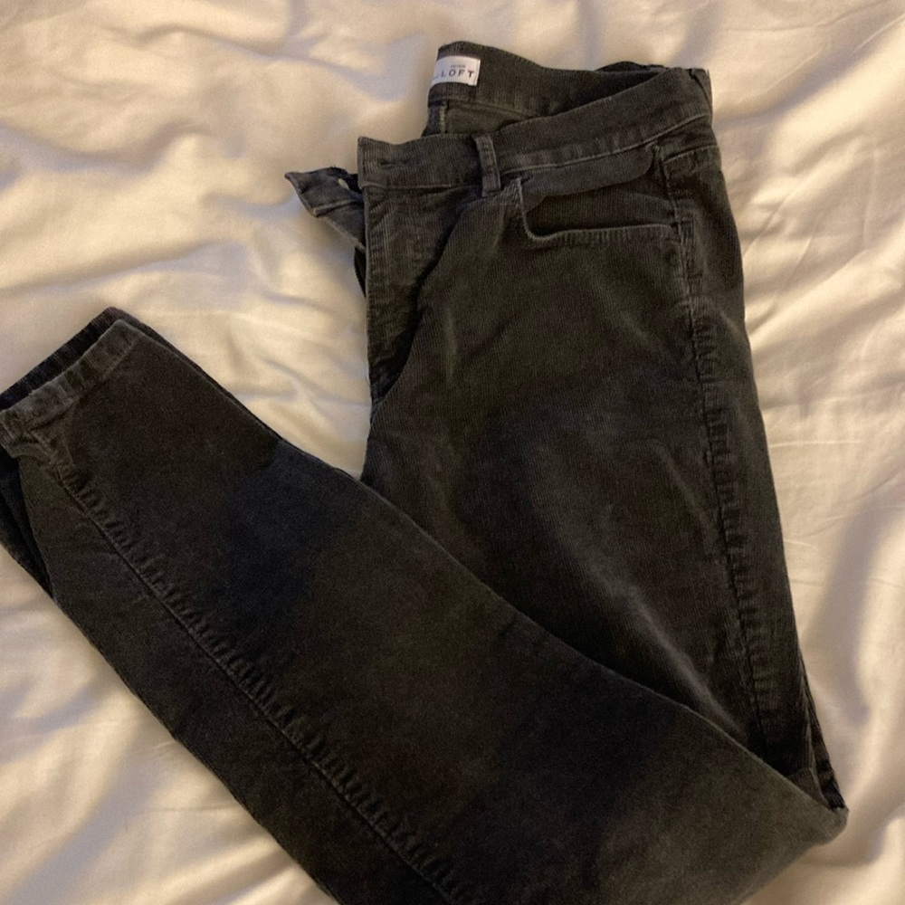 Loft “modern skinny” dark gray corduroy pants